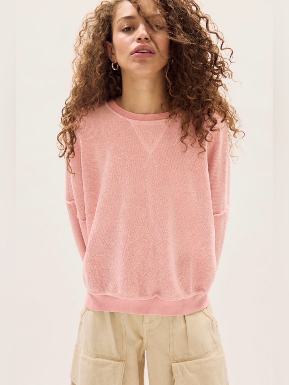 Free People XL We the Free Live in This Pullover in Pink Cotton NWT Sweatshirt